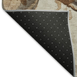 HomeRoots 10' X 14' Stylish Beige, Ivory, & Gray Animal Print Area Rug - Washable, UV Protected, Pet Friendly! 698986