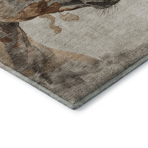 HomeRoots 10' X 14' Stylish Beige, Ivory, & Gray Animal Print Area Rug - Washable, UV Protected, Pet Friendly! 698986