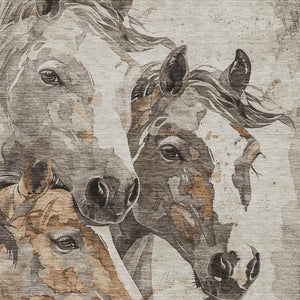HomeRoots 10' X 14' Stylish Beige, Ivory, & Gray Animal Print Area Rug - Washable, UV Protected, Pet Friendly! 698986