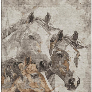 HomeRoots 10' X 14' Stylish Beige, Ivory, & Gray Animal Print Area Rug - Washable, UV Protected, Pet Friendly! 698986