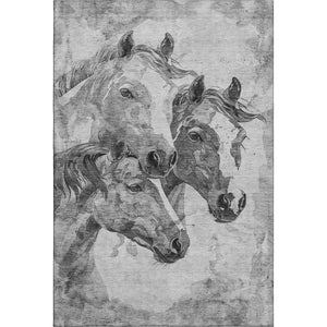 HomeRoots 5' X 8' Gray Silver Ivory Animal Print Area Rug – Stylish, Washable, UV-Protected & Non-Slip Design 698988
