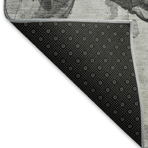HomeRoots 5' X 8' Gray Silver Ivory Animal Print Area Rug – Stylish, Washable, UV-Protected & Non-Slip Design 698988