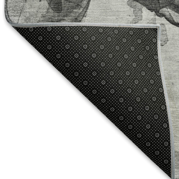 HomeRoots 5' X 8' Gray Silver Ivory Animal Print Area Rug – Stylish, Washable, UV-Protected & Non-Slip Design 698988