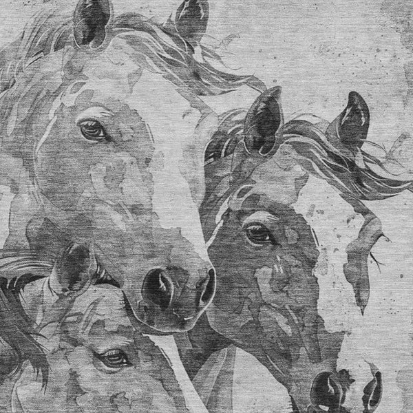 HomeRoots 5' X 8' Gray Silver Ivory Animal Print Area Rug – Stylish, Washable, UV-Protected & Non-Slip Design 698988