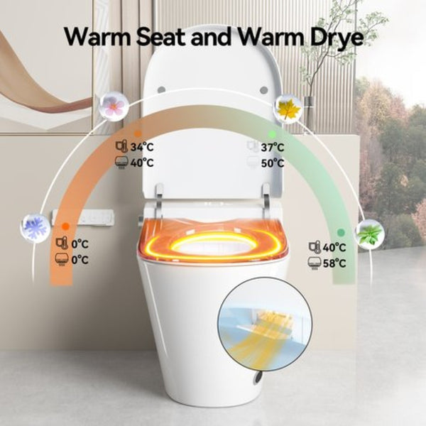 English Elm Unique Smart Bidet Toilet with Auto Open Seat Warm Dryer and Hands Free Flush W3133P414562