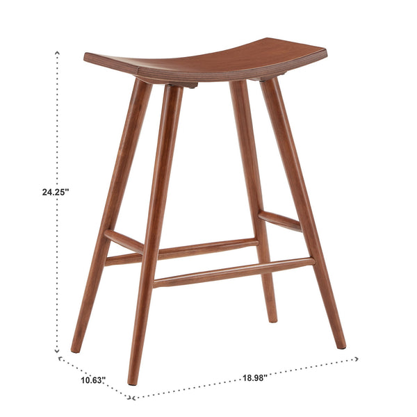 Danville Rubberwood Backless Counter Stools Mid-century Kitchen Bar Set of 2
