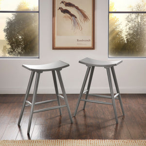 Danville Rubberwood Backless Counter Stools Mid-century Kitchen Bar Set of 2