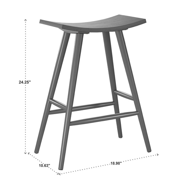 Danville Rubberwood Backless Counter Stools Mid-century Kitchen Bar Set of 2