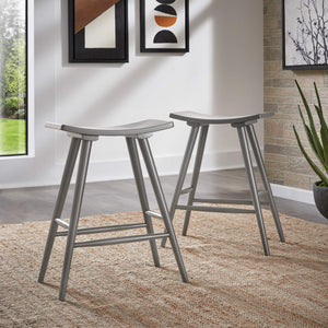 Danville Rubberwood Backless Counter Stools Mid-century Kitchen Bar Set of 2