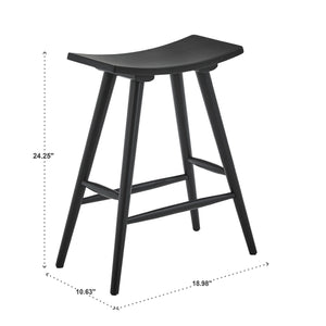 Danville Rubberwood Backless Counter Stools Mid-century Kitchen Bar Set of 2
