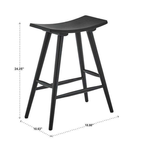 Danville Rubberwood Backless Counter Stools Mid-century Kitchen Bar Set of 2