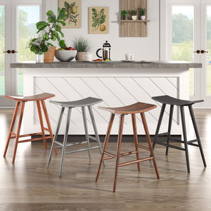 Danville Rubberwood Backless Counter Stools Mid-century Kitchen Bar Set of 2
