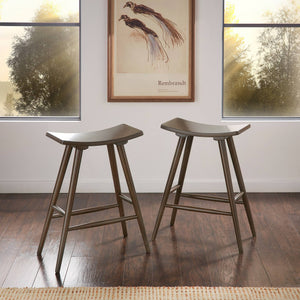 Danville Rubberwood Backless Counter Stools Mid-century Kitchen Bar Set of 2