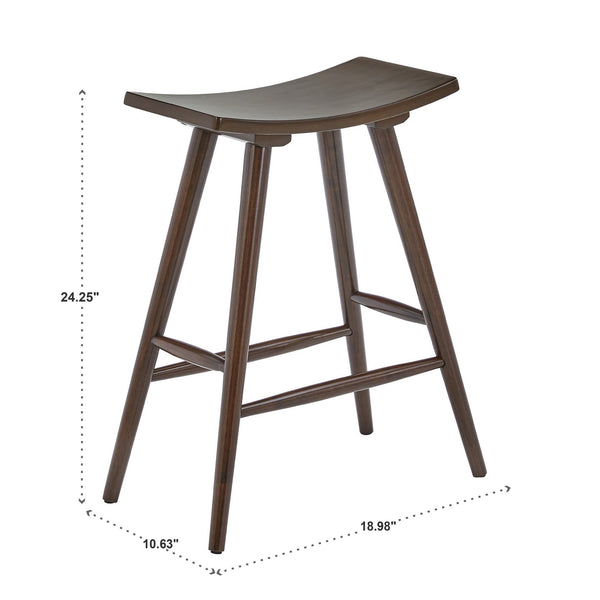 Danville Rubberwood Backless Counter Stools Mid-century Kitchen Bar Set of 2