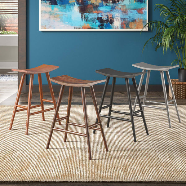 Danville Rubberwood Backless Counter Stools Mid-century Kitchen Bar Set of 2