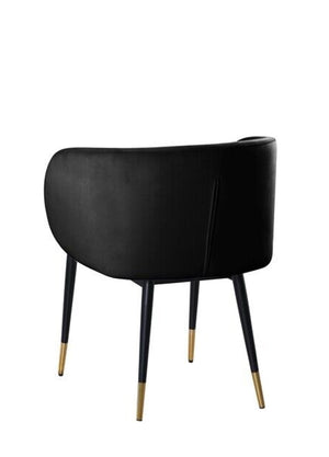 English Elm 1pc Velvet Barrel Back Accent Chair Gold Nailhead Trim Glamorous Curved Seat Black B011P496761