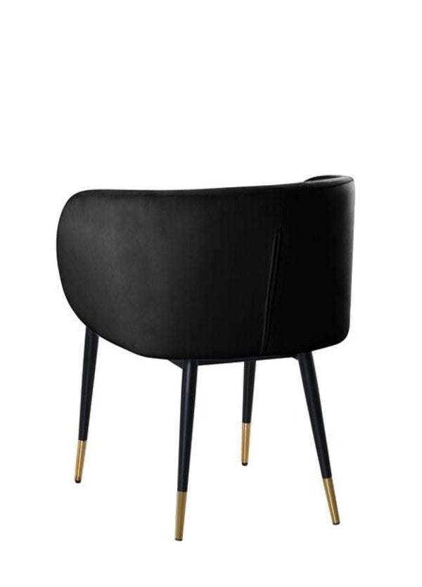 English Elm 1pc Velvet Barrel Back Accent Chair Gold Nailhead Trim Glamorous Curved Seat Black B011P496761