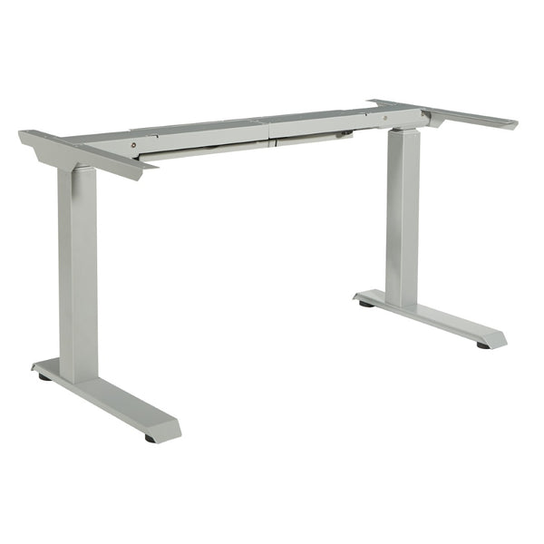 OSP Home Furnishings Electric Sit Stand Desk Base with Dual Motor Legs Whisper Quiet and Supports up to 250 Lb Silver A2EB322-SV