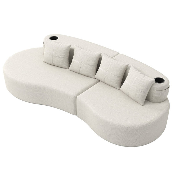 English Elm Modern Half Moon Chenille Sectional Three Seat Curved Sofa for Living Room or Apartment Beige W395P435337