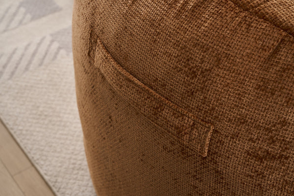 English Elm Foam Memory Foam Bean Bag Chair with Plush Chenille Cover, Large 42" Round Comfortable Lounger Orange W2915P283420