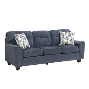 English Elm Contemporary Chenille 3 Piece Sofa Set with Pocket Coil Support and Reversible Cushions Blue B011S02477