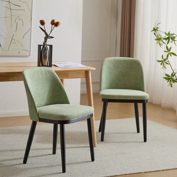 English Elm Dining Chair Set of 2 Mid-century Walnut Wood Frame Upholstered Seat and Back Mint N771P237031L
