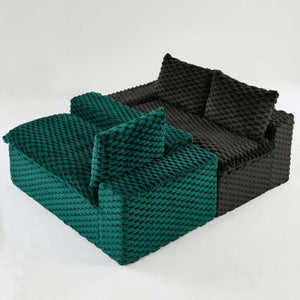 English Elm Luxury Color-Block Turtle Velvet Sofa - Versatile & Stylish Seating For Cozy Living Room Gatherings W3371S00052