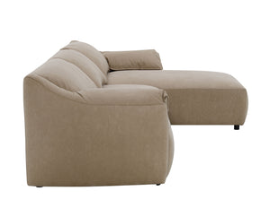 English Elm Veata Light Brown Suede Sectional Sofa with Pocket Coil Seats, Feather-Down Cushions, Chaise Comfort B2726S00537