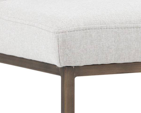 Sunpan Leighland Dining Chair Set of 2 - Elegant Diamond-Stitched Design with Antique Brass Frame Light Grey