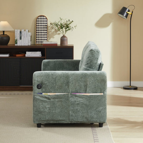 English Elm Modern Chenille Tufted Sleeper Sofa with Usb Port and Storage for Guest Rooms W1183S00024