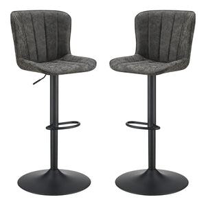 OSP Home Furnishings Kirkdale Height Adj Stool  - Set of 2 Charcoal