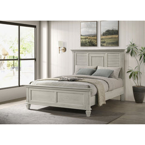 English Elm Hazelwood Distressed White Queen Panel Bed – Rustic Farmhouse Charm With Durable Solid Wood Design B062S00946