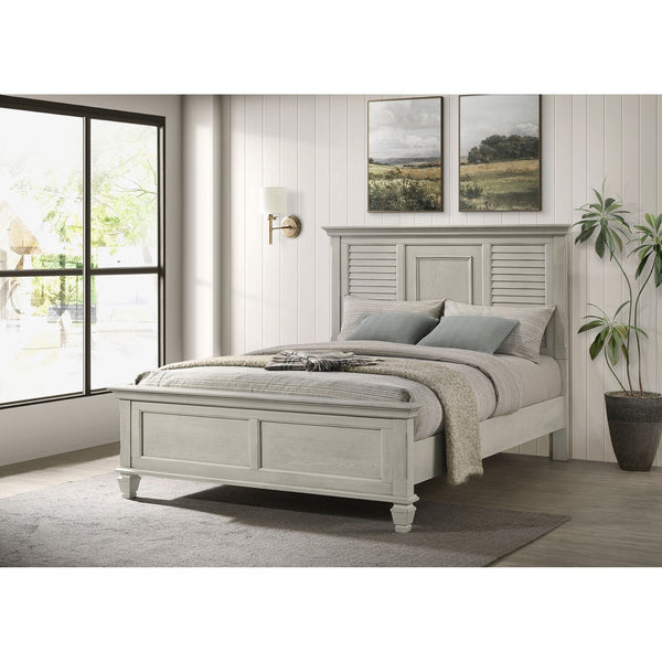 English Elm Hazelwood Distressed White Queen Panel Bed – Rustic Farmhouse Charm With Durable Solid Wood Design B062S00946