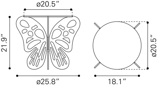 Motyl Accent Table Gold 110152 Zuo Modern