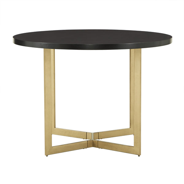 Homelegance Round Oak Veneer Dining Table with Gold Iron Base Seats Four Guests 699-45