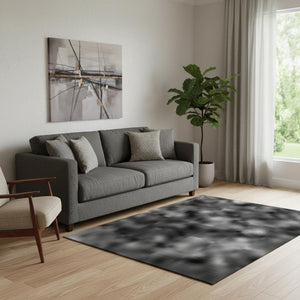 HomeRoots 5' X 8' Gray Silver Ivory Animal Print Rug - Washable, Stain Resistant, UV Protected for Modern Spaces 699042