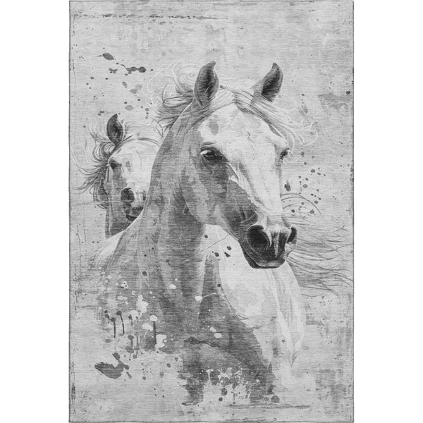 HomeRoots 5' X 8' Gray Silver Ivory Animal Print Rug - Washable, Stain Resistant, UV Protected for Modern Spaces 699042