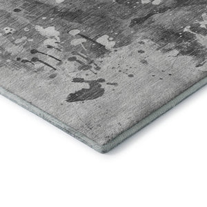 HomeRoots 5' X 8' Gray Silver Ivory Animal Print Rug - Washable, Stain Resistant, UV Protected for Modern Spaces 699042