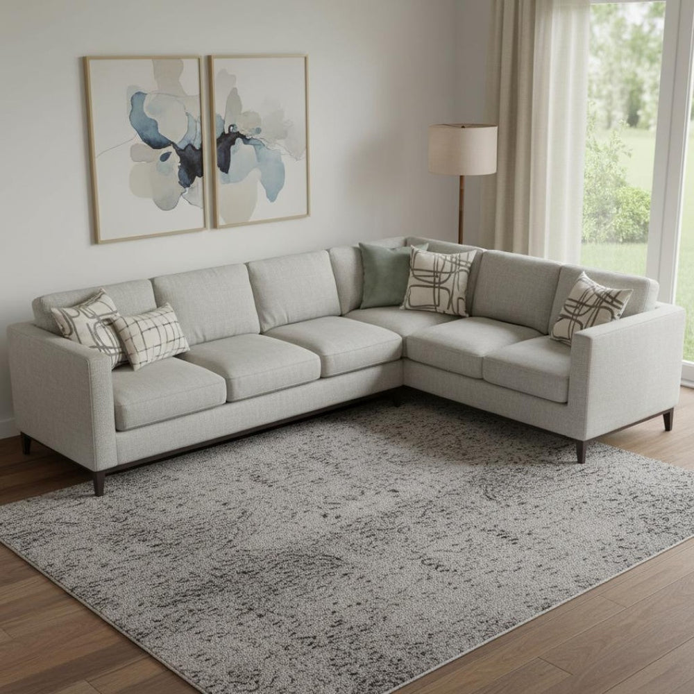 HomeRoots 9' X 12' Stylish Gray Silver Ivory Animal Print Area Rug - Washable, UV-Protected, Durable Design 699045