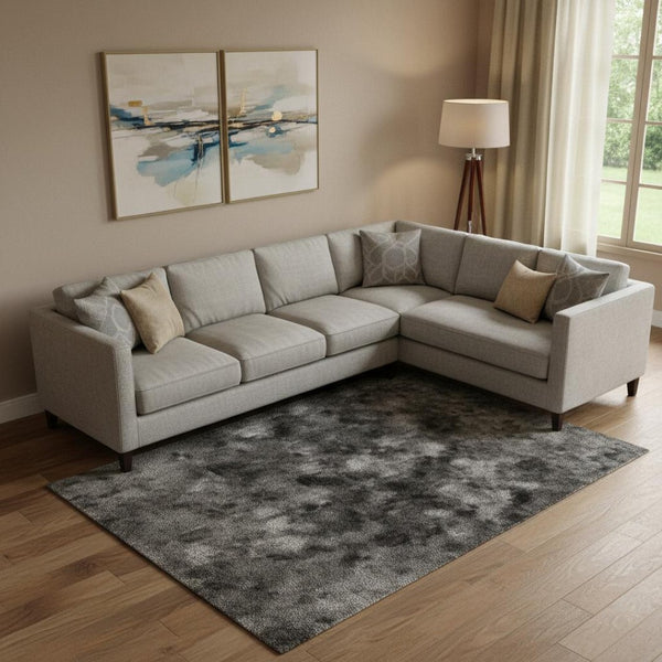 HomeRoots 10' X 14' Stylish Gray Silver & Ivory Animal Print Area Rug - Washable, UV Protected, Durable Design 699046