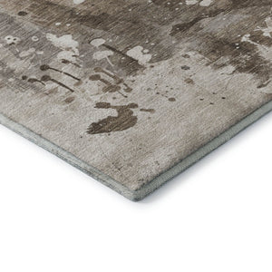 HomeRoots 8' Washable Round Rug in Ivory Beige & Charcoal - Durable, UV-Protected Animal Print for Homes 699049