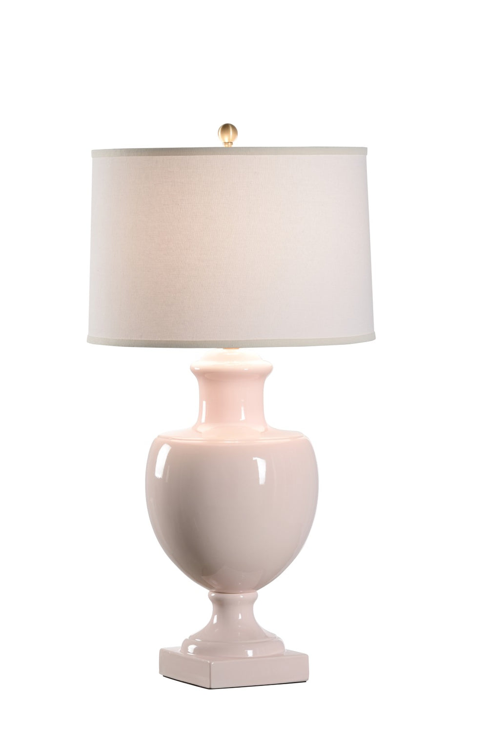 Chelsea House Greenwich Salmon-Pink Ceramic Table Lamp — Hand-Glazed Italian Base, Off-White Linen Shade, 35" H 69905