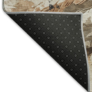 HomeRoots 5' Modern Safari-Inspired Beige Brown Charcoal Animal Print Washable Area Rug with UV Protection 699054