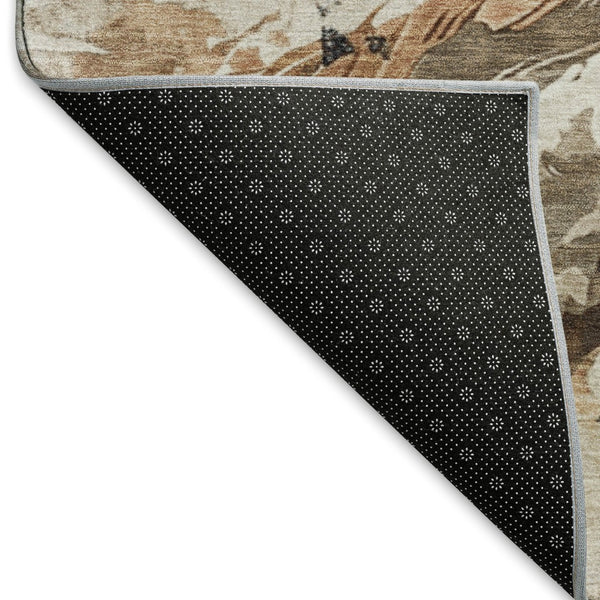 HomeRoots 5' Modern Safari-Inspired Beige Brown Charcoal Animal Print Washable Area Rug with UV Protection 699054