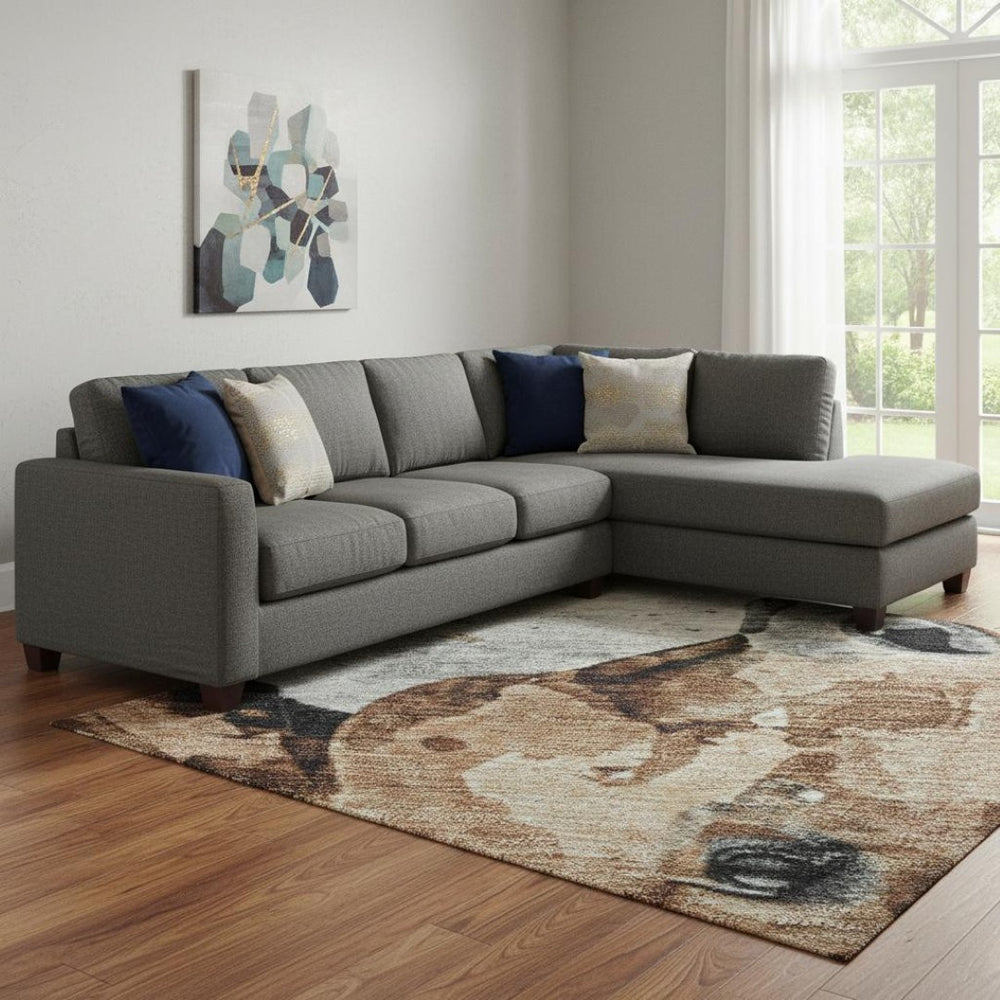 HomeRoots 8' X 10' Washable Animal Print Area Rug - Beige, Brown & Charcoal with UV Protection & Non-Slip Backing 699056