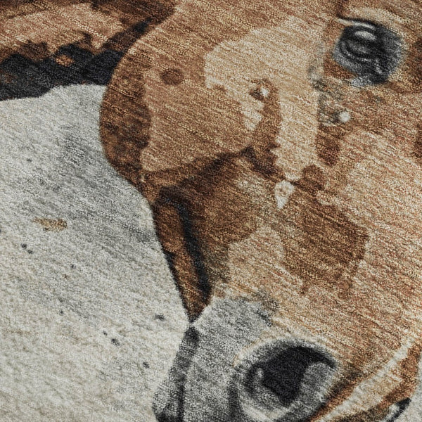 HomeRoots 8' X 10' Washable Animal Print Area Rug - Beige, Brown & Charcoal with UV Protection & Non-Slip Backing 699056