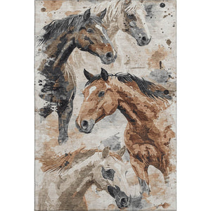 HomeRoots 10' X 14' Stylish Beige Brown Charcoal Animal Print Area Rug – Durable, Washable, UV Protected! 699058