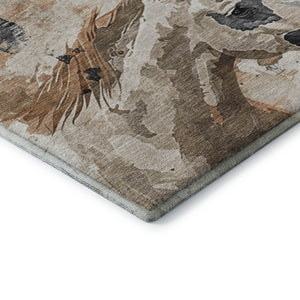 HomeRoots 10' X 14' Stylish Beige Brown Charcoal Animal Print Area Rug – Durable, Washable, UV Protected! 699058