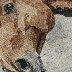 HomeRoots 10' X 14' Stylish Beige Brown Charcoal Animal Print Area Rug – Durable, Washable, UV Protected! 699058