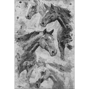 HomeRoots 5' X 8' Gray Silver Charcoal Animal Print Washable Area Rug - Durable, Stylish, UV Protected Design 699060